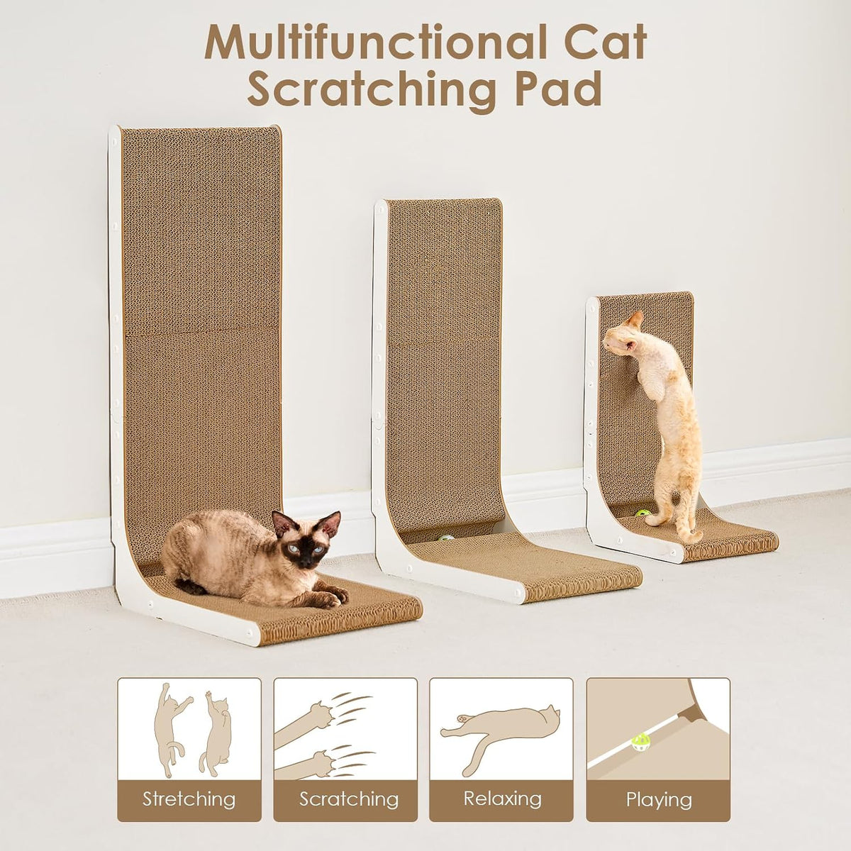 EHEYCIGA Cardboard Cat Scratcher for Indoor Cats - White / 11.4x9.75x19 - image 4