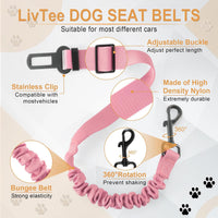 Dog Seat Belt for Car, Retractable Pet Safety Harness - Light Pink-2PCS - image 4