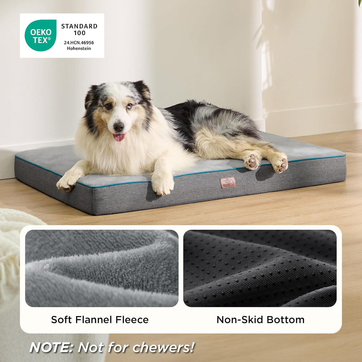 Bedsure Memory Foam Dog Beds Large Sized Dog - 41"L x 29"W x 3.5"Th / Grey - image 2