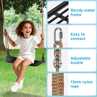 Dolibest Ceiling Mount Swing Hanger Heavy Duty Swing Set Hook - A: 2 Black Frame Bracket+4 Swing Hanger+2 Swing Seat - image 4