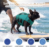 ASENKU Dog Life Jacket, High Floatation Dog Swimming Vest with Rescue Handles for Small Medium - X-Small / LakeGreen - image 3