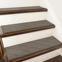 COSY HOMEER Stair Treads for Wooden Steps 9"x28" Washable Indoor Carpet Stair Treads Non Slip Soft Polyester Stair Carpet Tread Reusable Stair Runner Rugs for Kids, Elders,Pets,Light Brown,7pcs