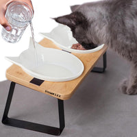 Elevated Cat Bowl Stand for Food and Water - Ceramic Cat Ear Bowl with Stand - image 3