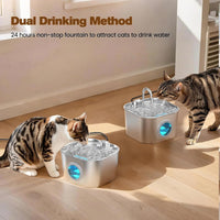 Cat Water Fountain Stainless Steel: Pet Fountains for Cats/Dog Indoor - 108oz/3.2L Cat Fountain + 10 Filters + 10 Sponges - image 3