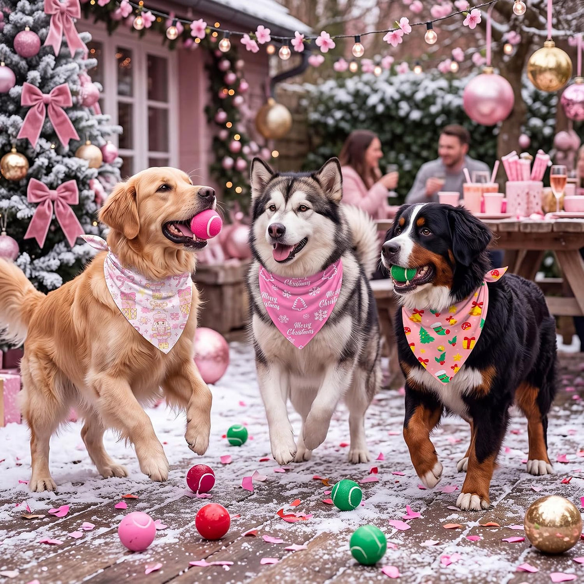Abbylike 100 Pcs Fall Thanksgiving Dog Bandanas Bulk - Pink Christmas / 31.5 x 21.7 x 21.7 Inch - image 4