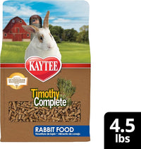 Kaytee Timothy Complete Rabbit Food, Made with Timothy Hay, High in Fiber, Supports Dental Health and Digestion, 4.5 pounds