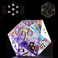 HEIMDALLR liquid core DND dice set in Fenrir's Shadow with glowing LED display box - view 5