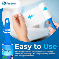 PetLovers Extra Sticky Lint Roller Mega Value Set for Pet Hair Removal and Clothes, Dog and Cat Lint Remover (Blue, 4 Pack Mini)