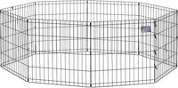 MidWest 30-Inch Exercise Pen, Single Door, 16 Sq Ft Play Area – Essentials for Dogs - Black No Door / 24" H