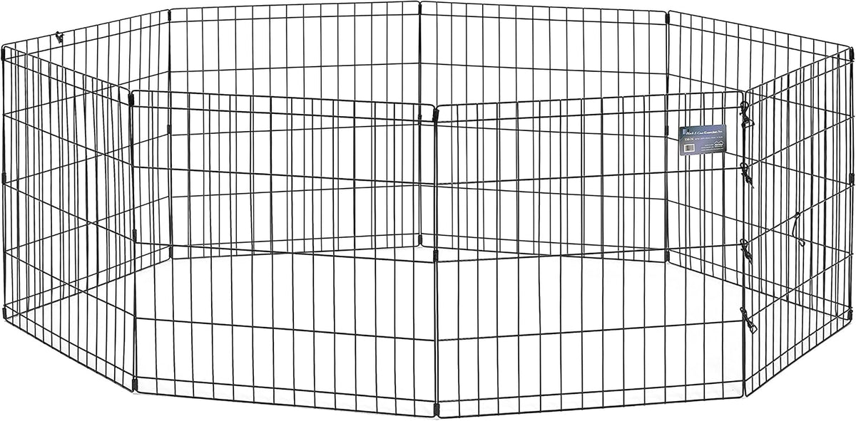 MidWest 30-Inch Exercise Pen, Single Door, 16 Sq Ft Play Area – Essentials for Dogs - Black No Door / 24" H
