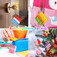 PICcircuit 30 pack mini pop fidget keychains in multicolor shapes for party favors - view 8