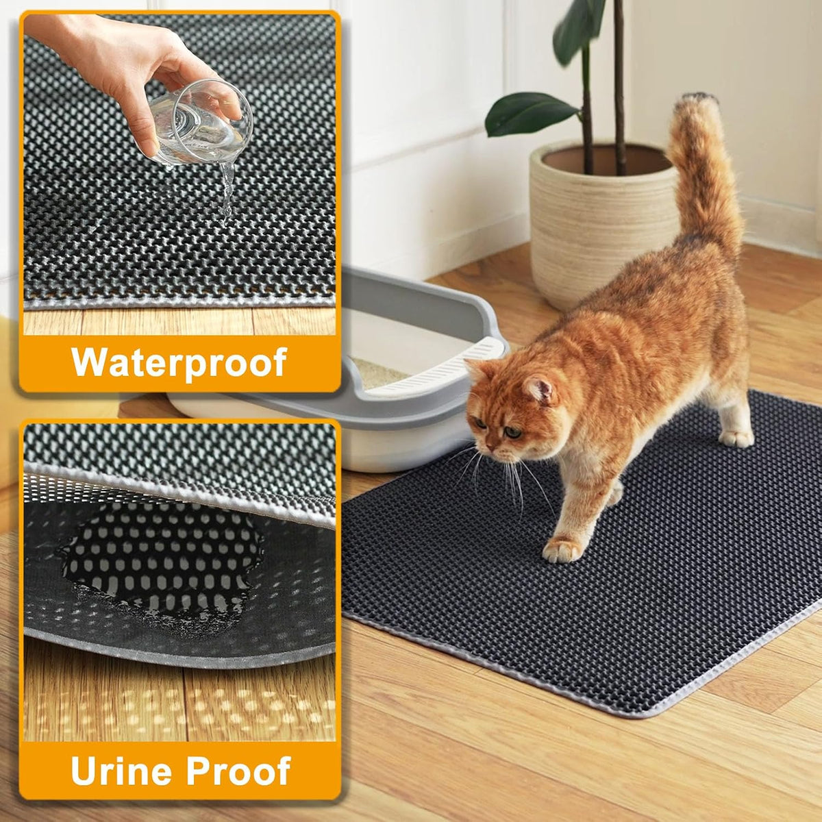 Cat Litter Mats-Extra Large 47''x36'' Litter Trapping Mat for Cat-XXL - Gray-M 32x22 inch - image 4