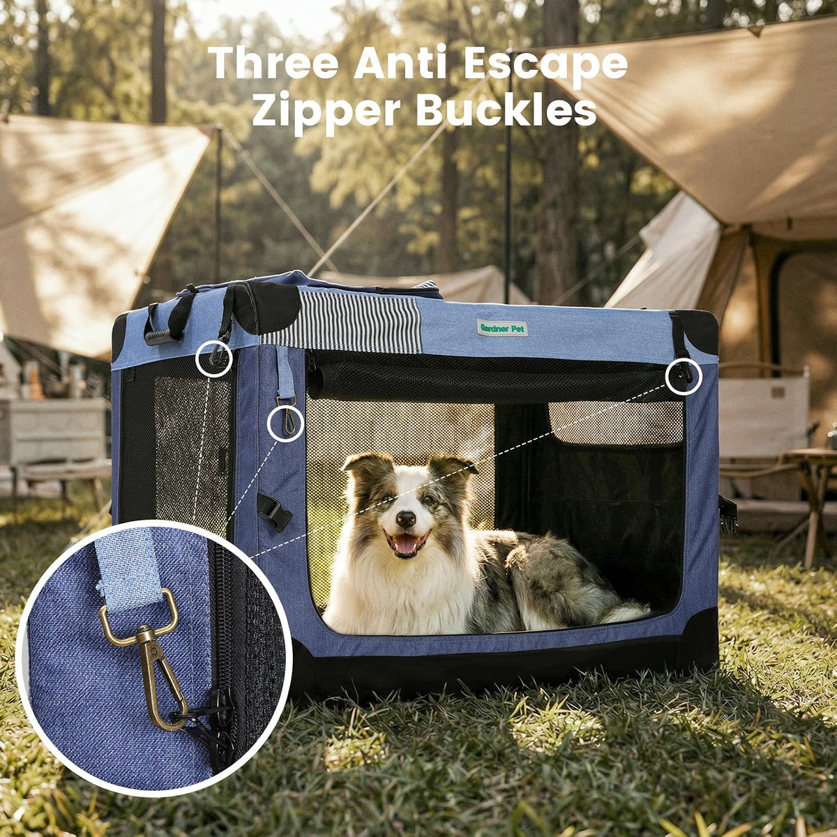 Gardner Pet Soft Collapsible Dog Crate - Blue / 26.0"L x 18.0"W x 18.0"H - image 3