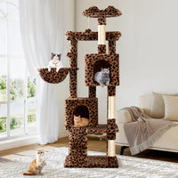 Allewie 64 Inches Cat Tree Tower/Multi-Level Activity Center - Leopard Print - image 2
