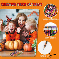DIYASY Halloween pencils for kids, 48 wooden pencils in 12 designs with colored erasers - view 4