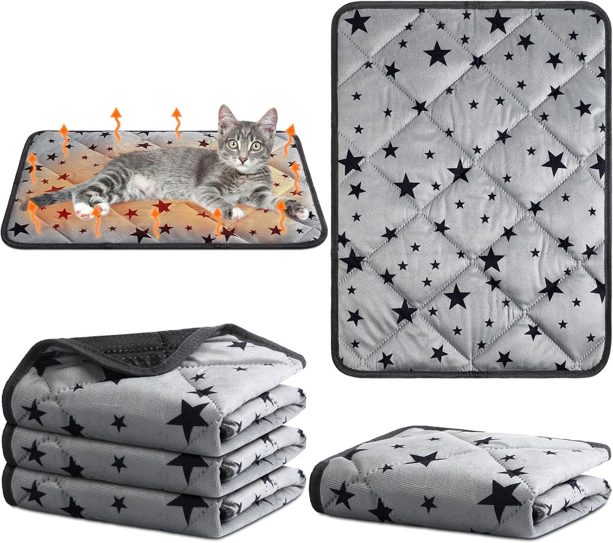 4 Pack Self Warming Cat Bed - Gray / 18'' X 24'' / Rectangle
