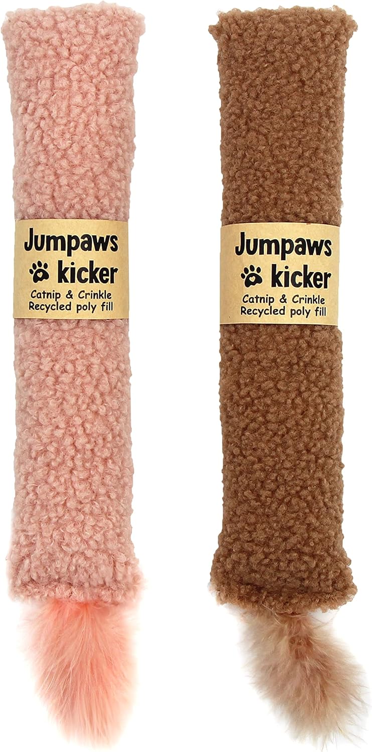 Jumpaws 2 Pack Natural Interactive Catnip & Silvervine Cat Kicker - Sherpa