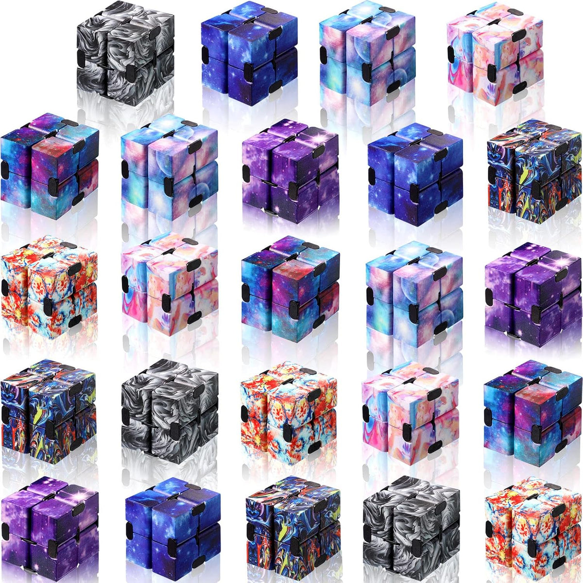 Sumind infinity cube fidget toys, 24 mini flip blocks in starry macaron colors