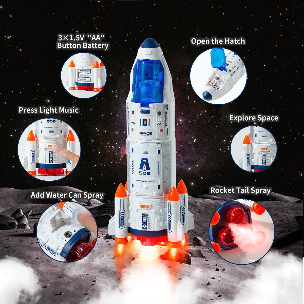 Wbzle space shuttle toy and rocket playset with astronauts, light and sound - view 21