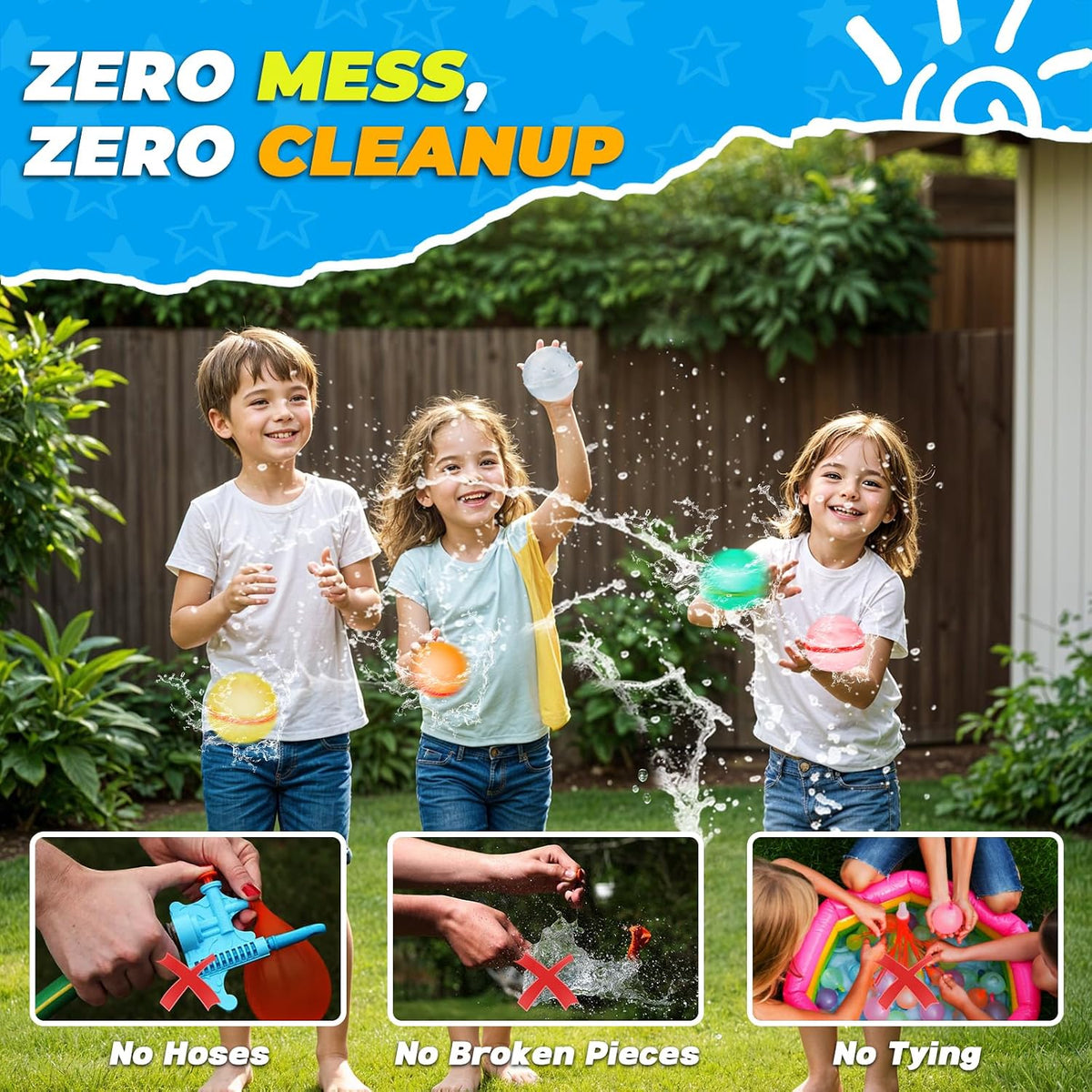 6 PCS Reusable Water Balloons - 8 Pcs - image 2