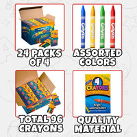 Bulk Crayons Party Favors & Classrooms - 24 Packs of 4 (96 Count) - image 2