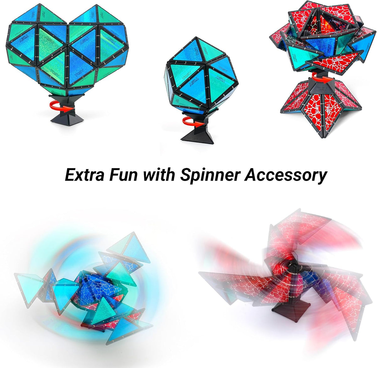 TOSY Magnet Pyramid Glow - 1 Cube Transforms into 1 Billion Shapes, 12 Pieces, 243 Magnets - Stone (Set of 2) - image 4