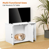 Cat Litter Box Enclosure, with Scratching Mat - White / 27.6"L x 18.2"W x 19.6"H - image 3