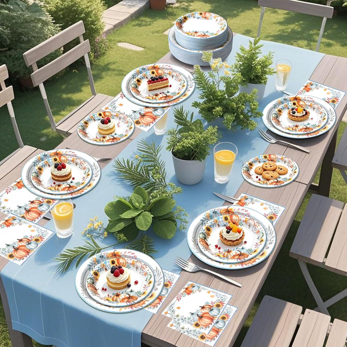 yunhuatdm 180 piece cute ghost Halloween plates and napkins set, black and white - view 37