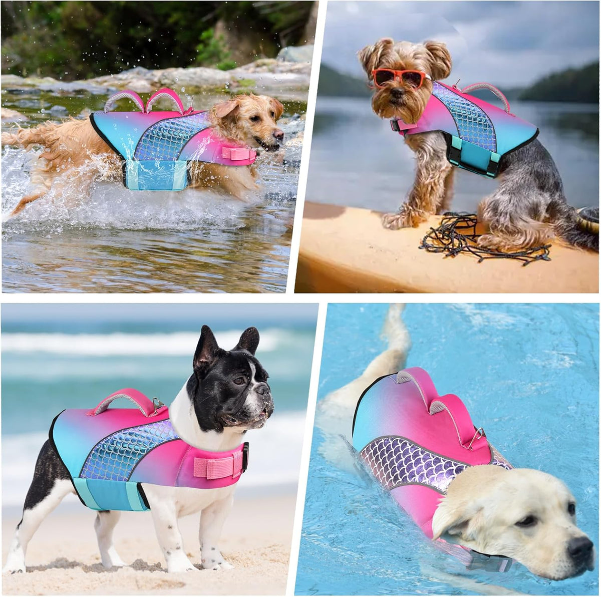 Doglay Dog Life Jacket, Swim Vest for Boating & Swimming - Xl :27.6"-38.6" (Ribcage Girth)- Double Handles / Fish scale Gradient - image 4