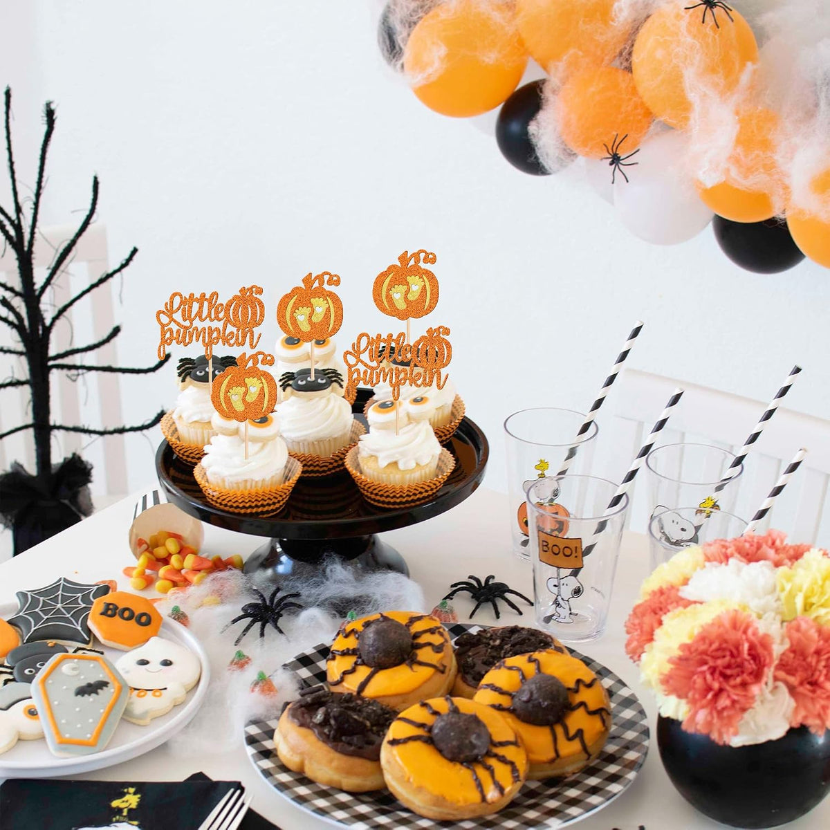24 PCS Pumpkin Oh Baby Cupcake Toppers Glitter Fall Theme pumpkin - Design 12 - image 3