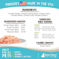 Raw Paws Signature Blend Pet Food for Dog & Cats - Chicken Recipe, 1-lb Rolls (10 Pack) - Frozen Fresh Dog Food - Made in USA - Natural Raw Diet Dog Food Log