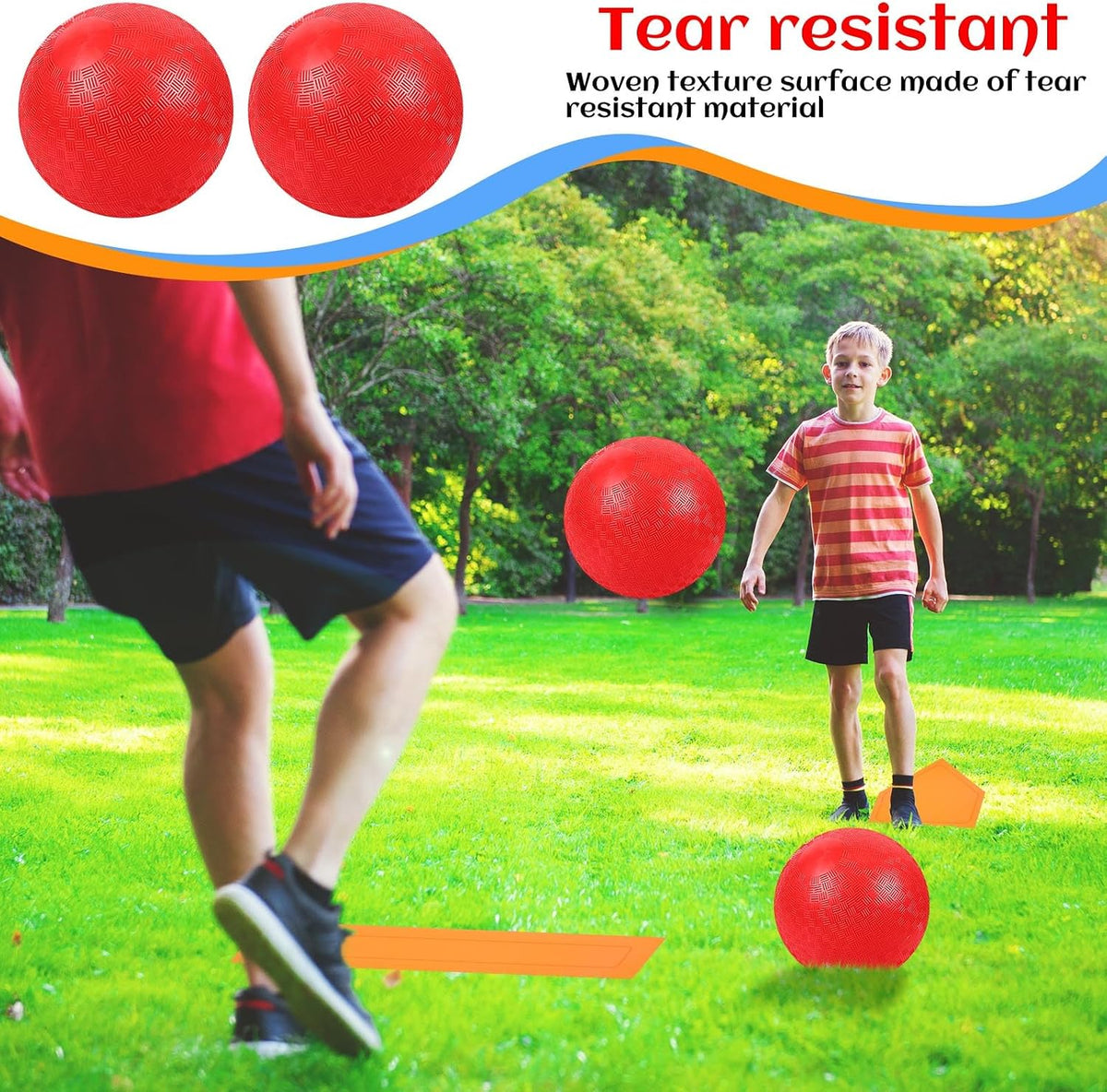 Hiboom kickball set with four 10 inch red balls, rubber bases and air pump - view 13