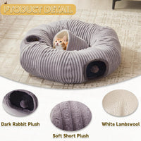 Cat Tunnel Bed for Indoor Cats - Light Grey / XL:37.5X37.5X10" - image 3