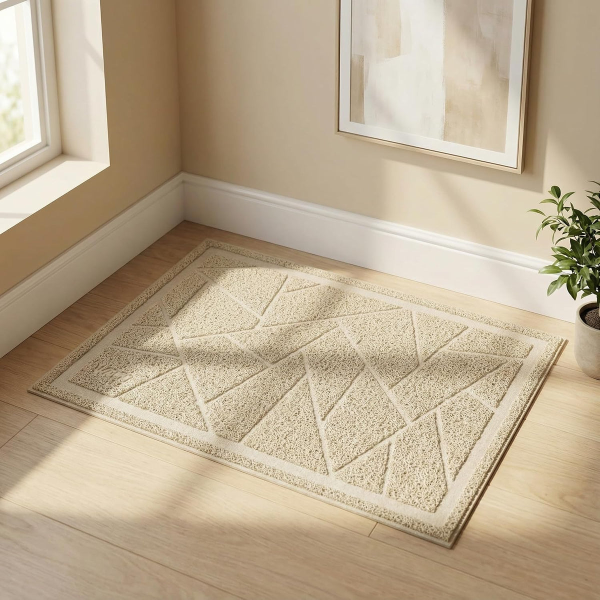 Cat Litter Box Mat, Kitty Premium PVC Pad, Durable Trapping Rug - #05 Beige / Mosaic/47 x 35 Inch - image 2