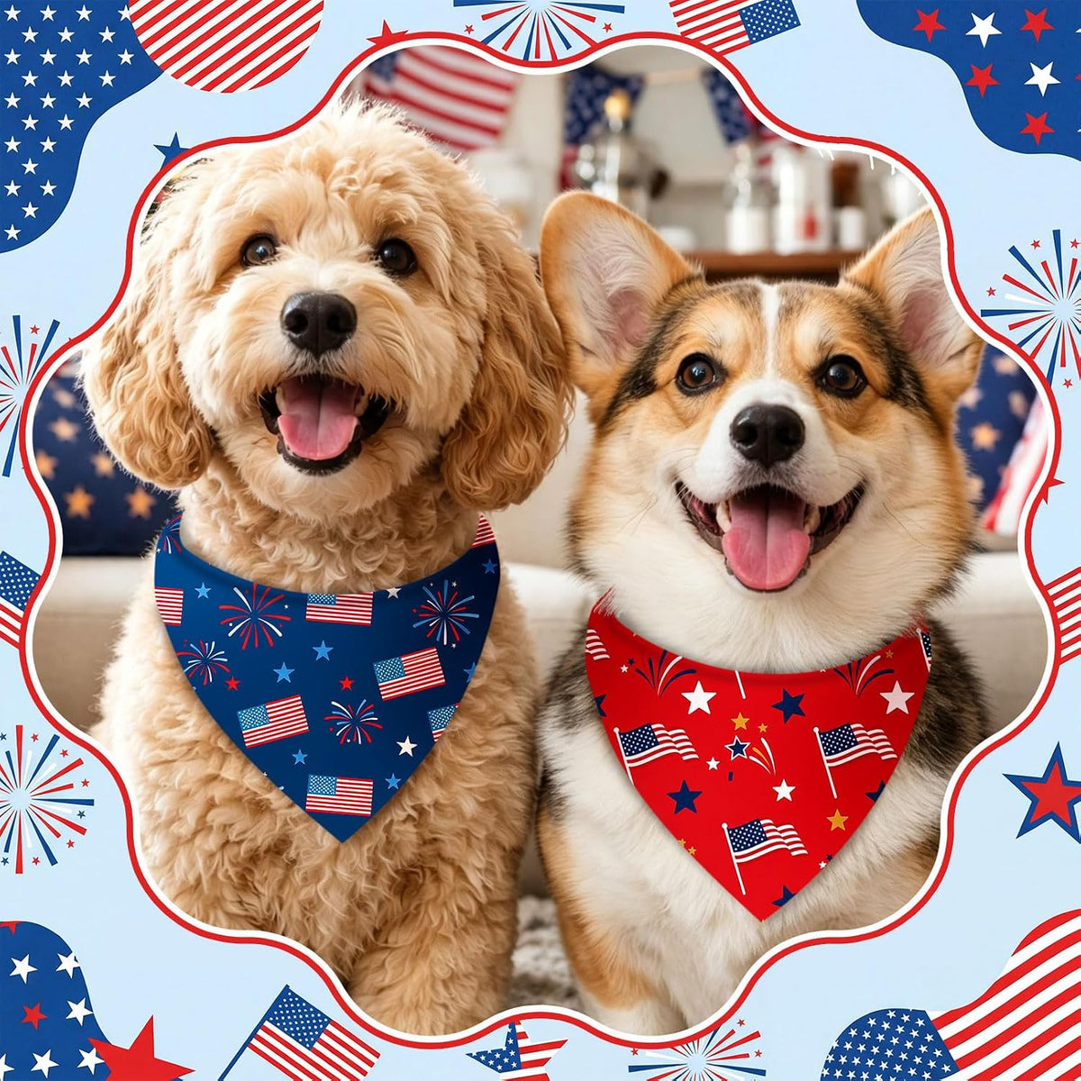 Abbylike 50 Pcs Halloween Dog Bandanas Bulk - 4th of July / 31.5 x 21.7 x 21.7" - image 4
