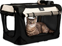 Cat & Dog Pet Carrier, Fits 2 Cats or Medium Dog Comfortably - Black / Large