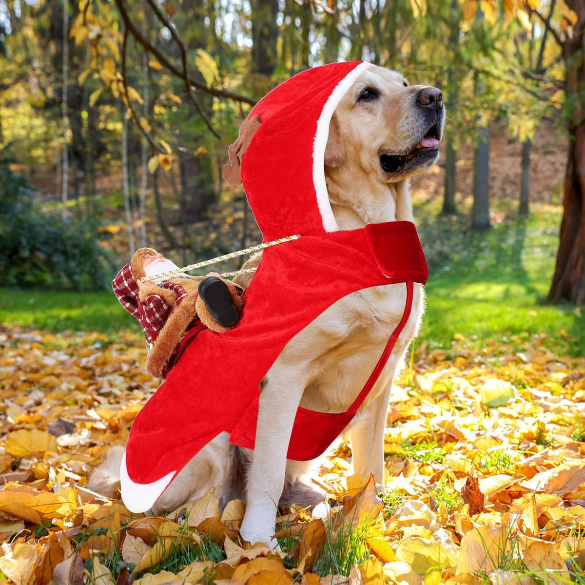 Santa Dog Costume, Dog Christmas Outfit, Riding Pet Costume - RedBrown Santa Claus / XXL(Neck:20.4-25.6'' Chest:24-32.3") - image 2