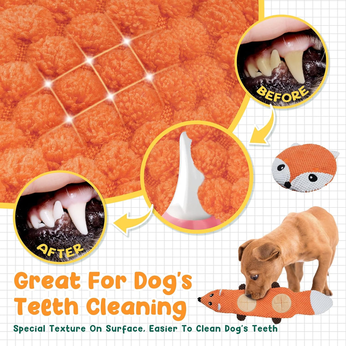 XIUGOAL Tough Dog Toys for Chewers - 2-Fox - image 3