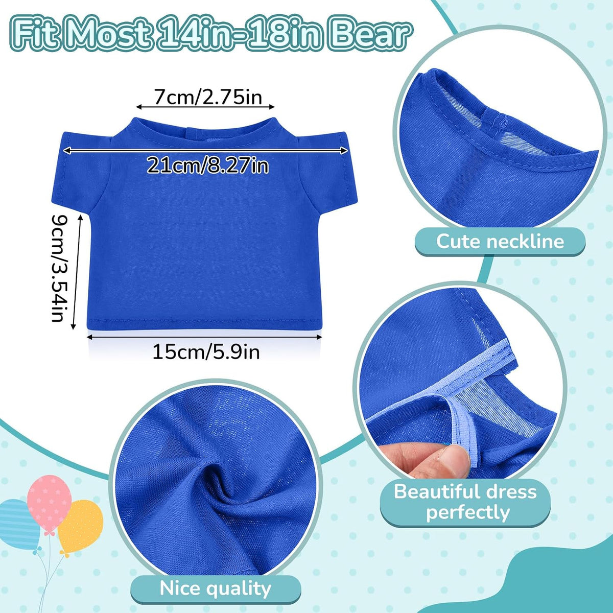 Jecery 8 piece stuffed bear shirts in assorted colors for sublimation - view 4