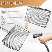 SlowTon 10-inch Large Chicken Poop Scooper - 5 in 1 Multifunctional Chicken Litter Scoop with 35 to 67in Stainless Steel Handle, Heavy Duty Chicken Coop Cleaning Tool Litter Sifting Shovel