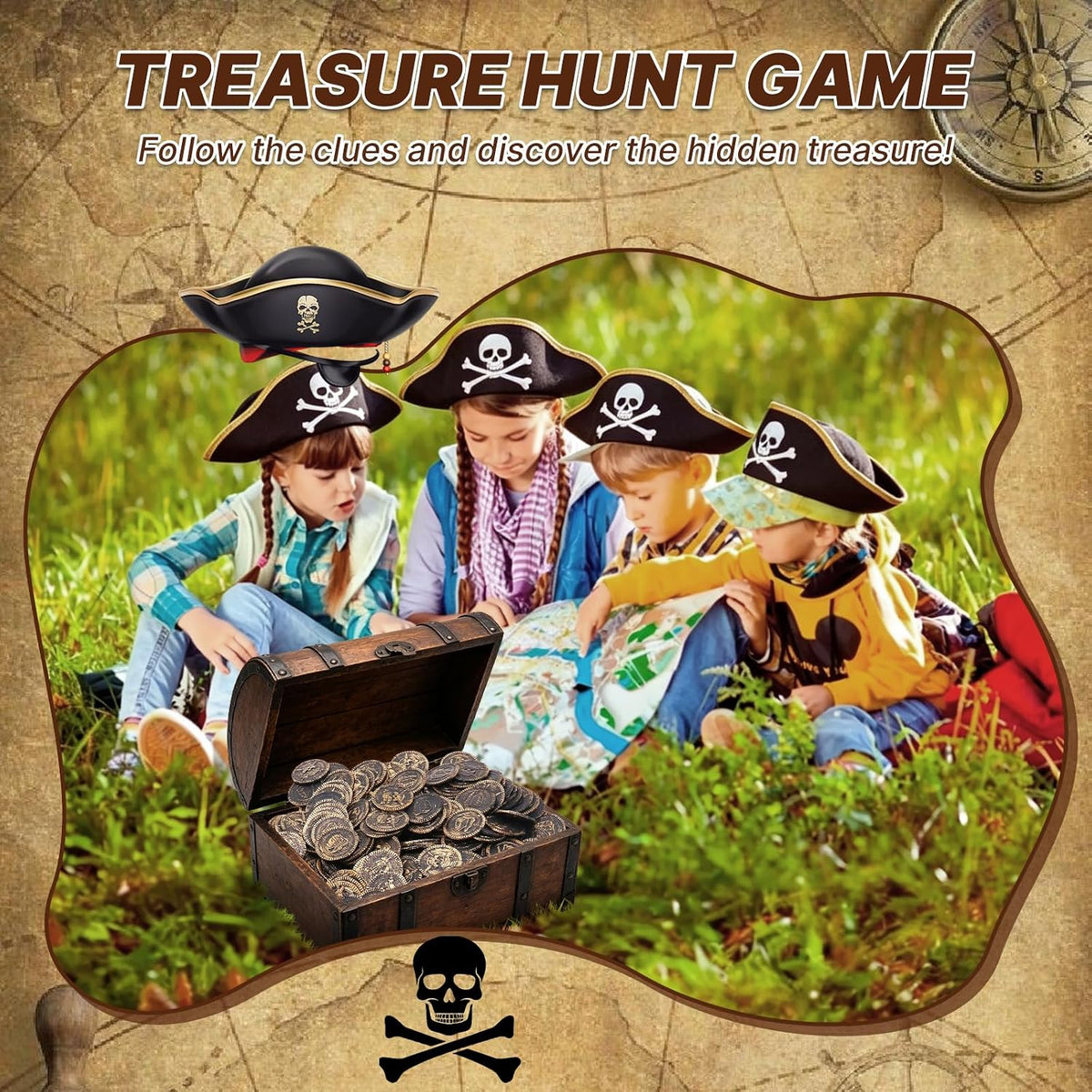 Geodurn 100 plastic pirate gold coins with embossed pirate design - view 6