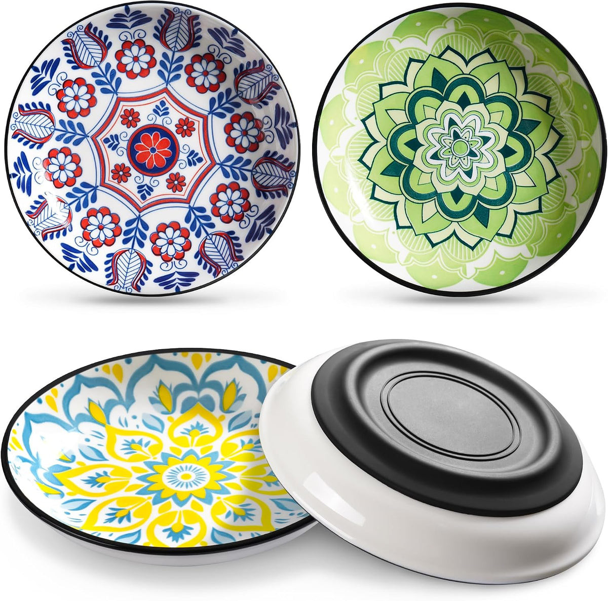 No Spill Cat Bowls, Cat Food Bowl - Bohemian-4 Pack