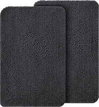 OLANLY Dog Door Mat Set 2-Piece 24x16, Absorbs Moisture and Dirt, Absorbent Non-Slip Washable Doormat, Quick Dry Chenille Mud Mat for Dogs, Entry Indoor Entryway Carpet for Inside Floor, Dark Grey