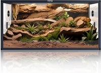 120 Gallon Reptile Tank, Stackable 4x2x2 Reptile Enclosure – Essentials for Reptiles And Amphibians - Ultimate Black / 120 Gallon