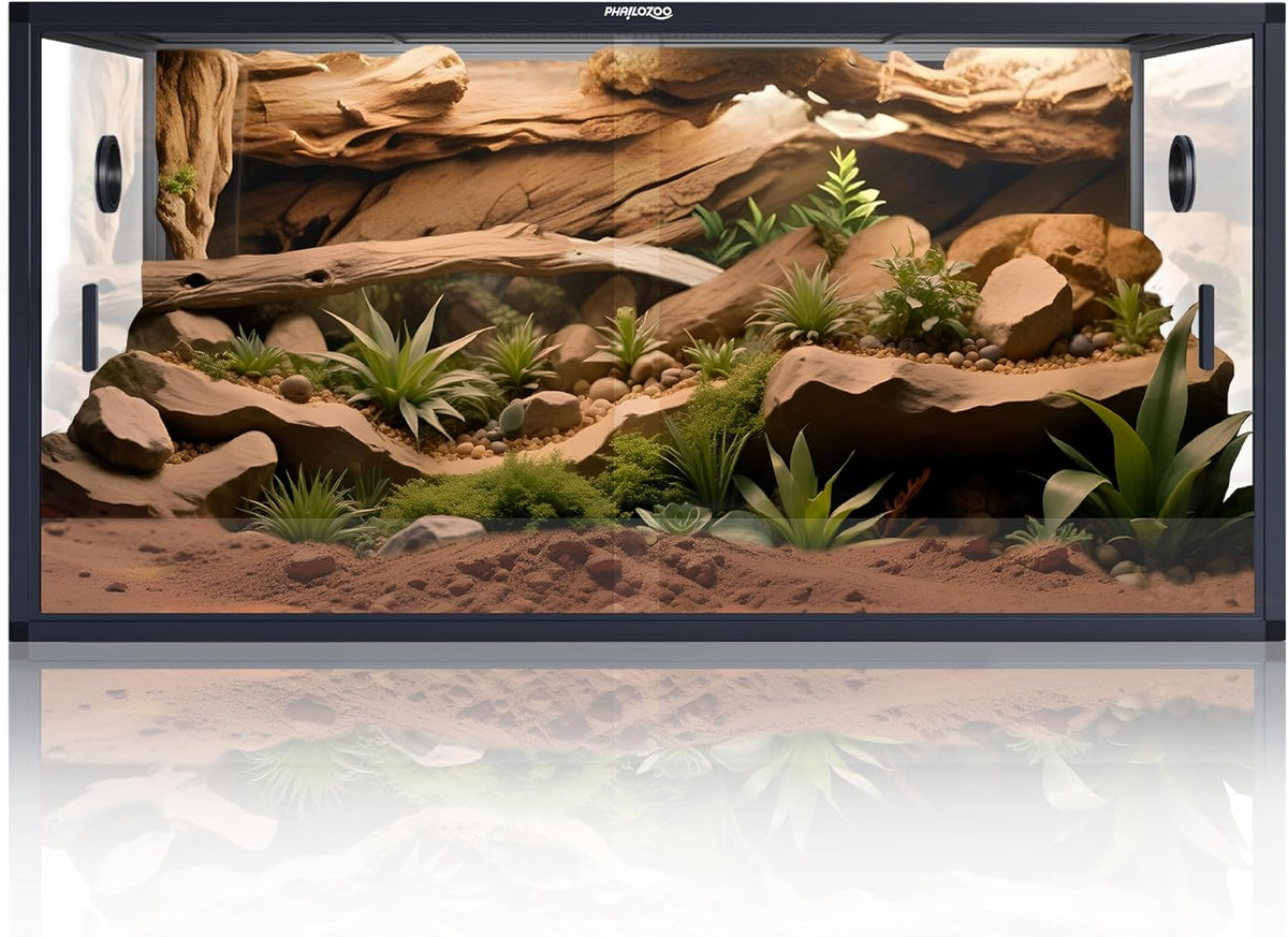 120 Gallon Reptile Tank, Stackable 4x2x2 Reptile Enclosure – Essentials for Reptiles And Amphibians - Ultimate Black / 120 Gallon