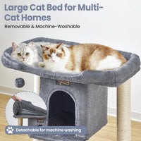 Cat Tree Tower Scratching Post for Indoor Large Adult Cats with Perch - Dark Grey / 28 Inches - image 2