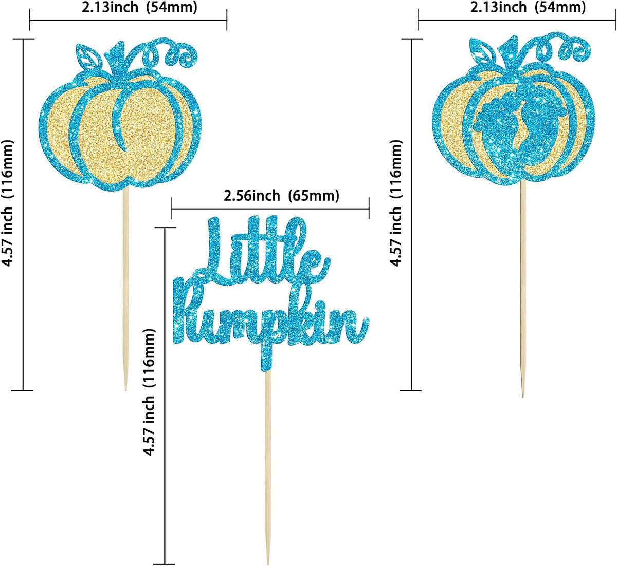 Gyufise 24Pcs Pumpkin Oh Baby Cupcake Toppers Pink Fall Pumpkin - Blue 10 - image 2