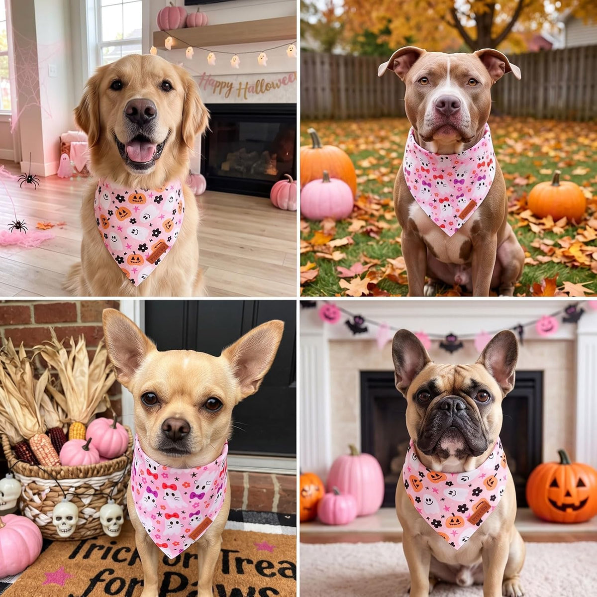 PTDECOR Halloween Dog Bandana, Ghost Pumpkin Dog Scarf - Small / Halloween-4 - image 3
