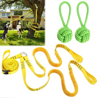 Dog Hanging Bungee Tug Toy: Interactive Tether Tug-of-War for Pitbull - X-Large-Yellow-for 2 Dogs