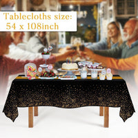 Childom 3 Pack Black and Gold Tablecloths for Events - Black and Gold - image 2